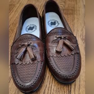 Men's Hush Puppies Sz 8 Brown Leather Upper Tassel Loafer Casual Dress Shoes EUC